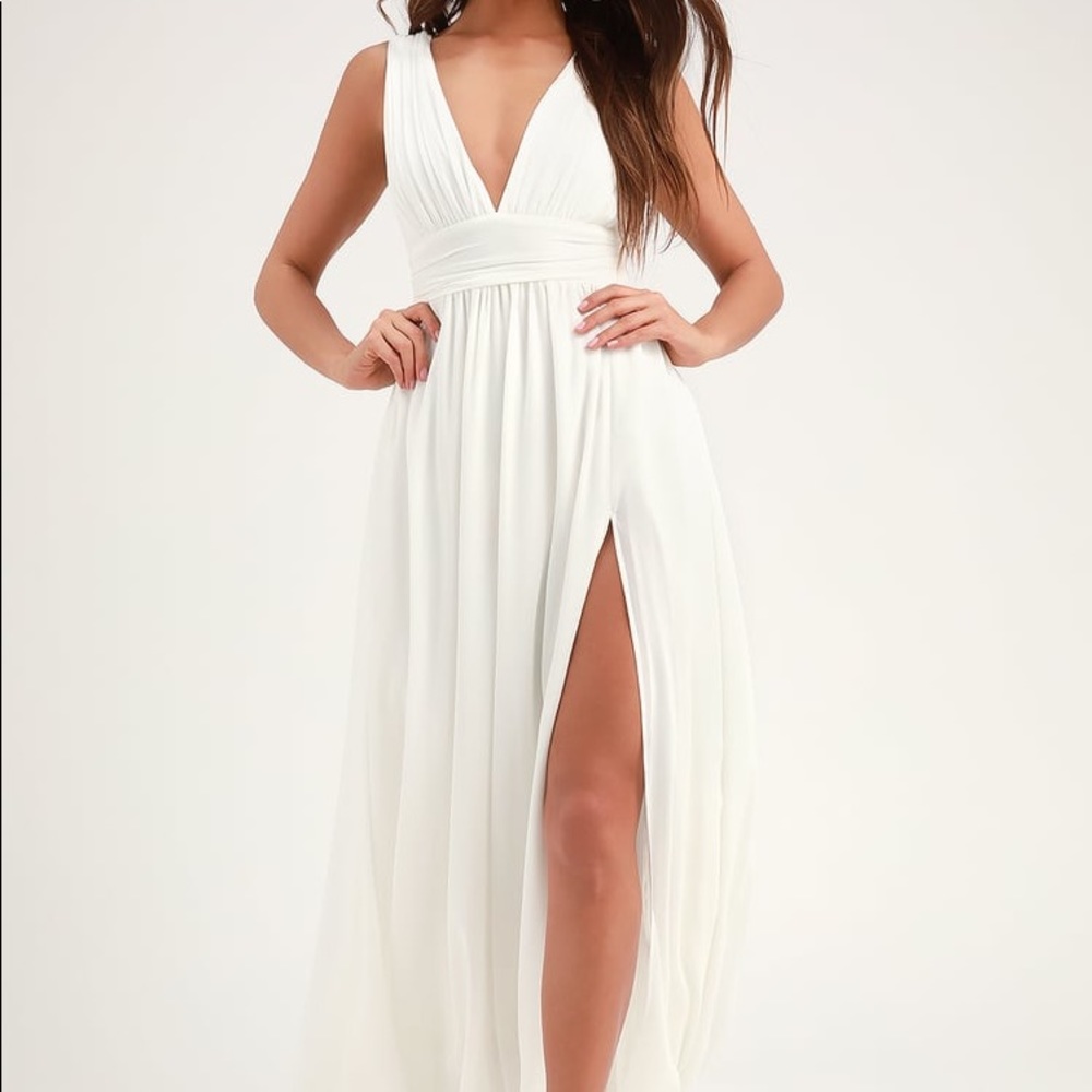 Lulu’s White Heavenly Hues Maxi Dress